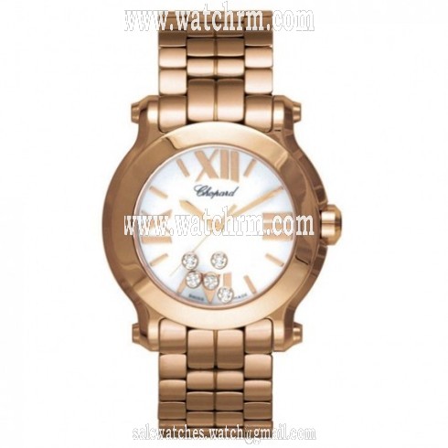 Chopard Happy Sport Diamonds 18kt Rose Gold Ladies Watch 274189-5011