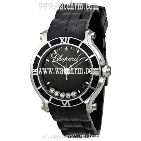 Chopard Happy Sport Floating Diamonds Black Dial Ladies Watch 278551-3002