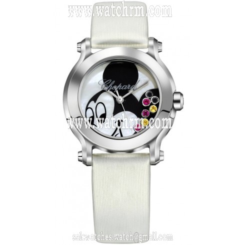 Chopard Happy Sport II Mother of Pearl Dial White Satin Ladies Watch 278475-3032
