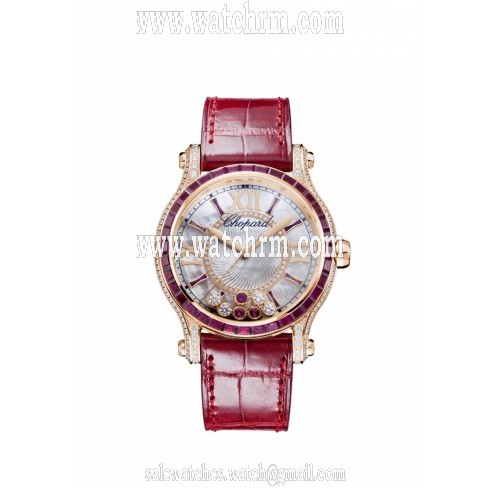 Chopard Happy Sport Mother of Pearl with Diamonds and Rubies Dial Ladies Watch 274891-5004