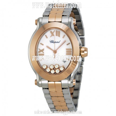 Chopard Happy Sport Oval 18kt Rose Gold Floating Diamonds Ladies Watch 278546-6003