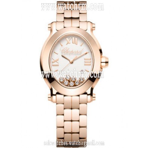 Chopard Happy Sport Oval Floating Diamond 18 kt Rose Gold Ladies Watch 275350-5002