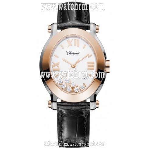 Chopard Happy Sport Oval Floating Diamonds Rose Gold and Steel Ladies Watch 278546-6001