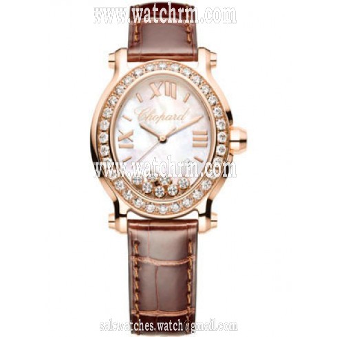 Chopard Happy Sport Oval Mother of Pearl 18k Rose Gold Ladies Watch 275350-5003