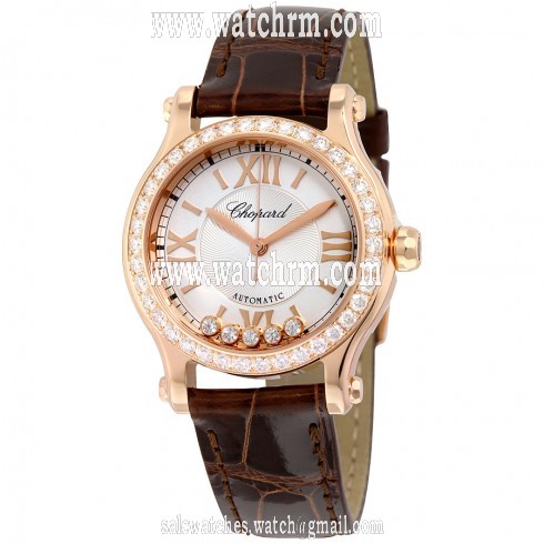 Chopard Happy Sport Silver Dial Alligator Leather Strap Ladies Watch 274893-5002