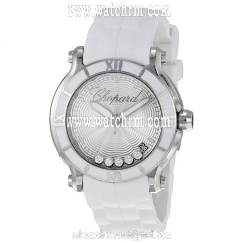 Chopard Happy Sport Silver Dial Floating Diamond Ladies Watch 278551-3001