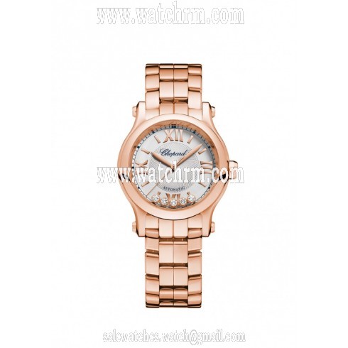 Chopard Happy Sport Silver Tone Dial 18 Carat Rose Gold Ladies Watch 274893-5003