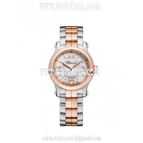 Chopard Happy Sport Silver-Tone Dial 18 Carat Rose Gold and Stainless Steel Ladies Watch 278573-6002