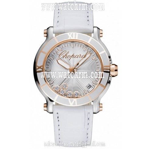 Chopard Happy Sport Silvertone Guilloche Dial Ladies Watch 278551-6002