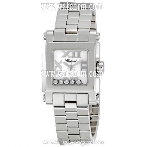 Chopard Happy Sport Square Steel Diamond Ladies Watch 278516-3002