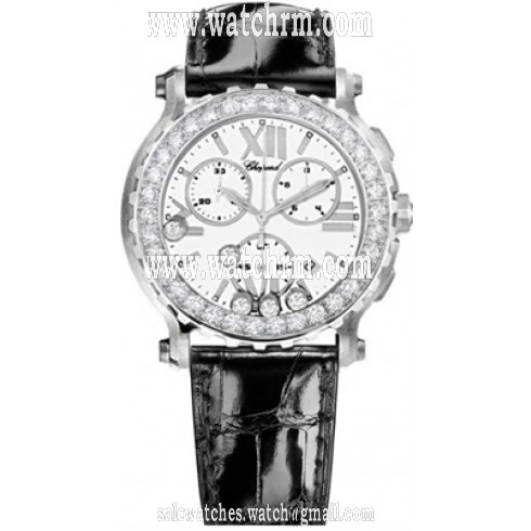 Chopard Happy Sport White Dial Chronograph Diamond Ladies Watch 288506-2001
