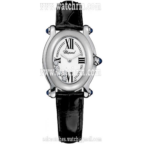 Chopard Happy Sport White Diamond Dial 18kt White Gold Ladies Watch 277465-1005