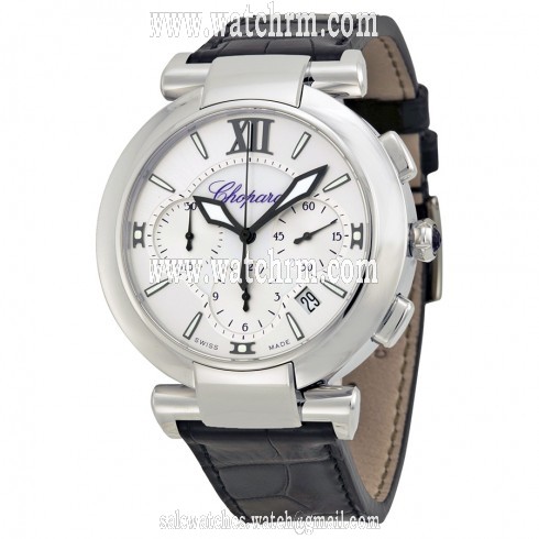 Chopard Imperiale Chronograph Automatic Silver Dial Stainless Steel Men's Leather Strap Watch 388549-3001