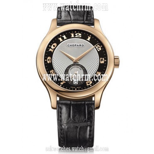 Chopard L.U.C. Classic Mark III Black and Silver Guilloche Dial Automatic Rose Gold Men's Watch 161905-5001