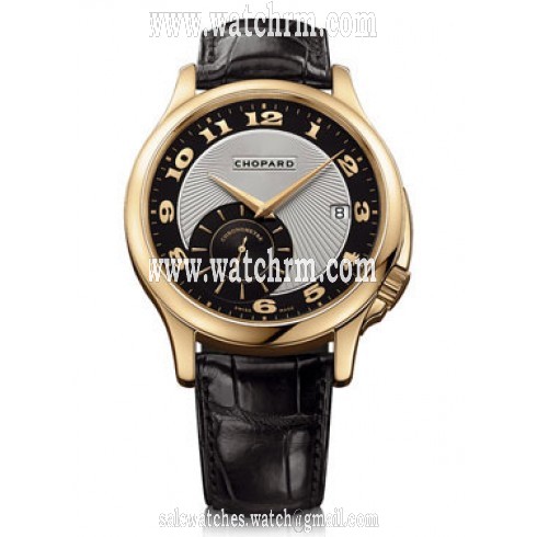 Chopard L.U.C Classic Twist Silver and Black Dial Black Leather Men's Watch 161888-5002