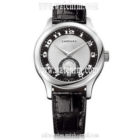 Chopard L.U.C. Quattro Mark II Automatic Black and Silver Guilloche 18 kt White Gold Men's Watch 161905-1001