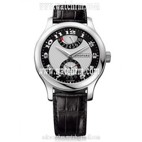 Chopard L.U.C Quattro Mark II Silver and Black Dial Black Leather Men's Watch 161903-1001