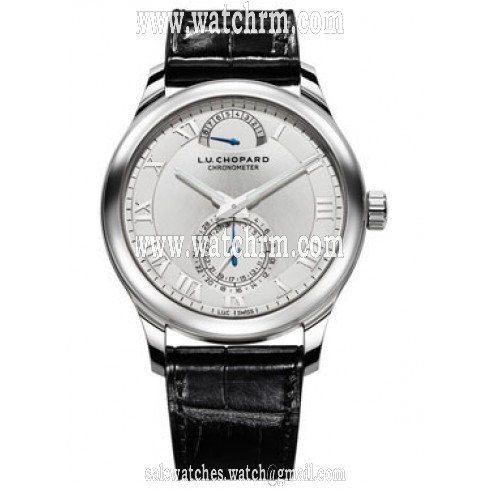 Chopard L.U.C Quattro Silver Dial White Gold Black Leather Men's Watch 161926-1001