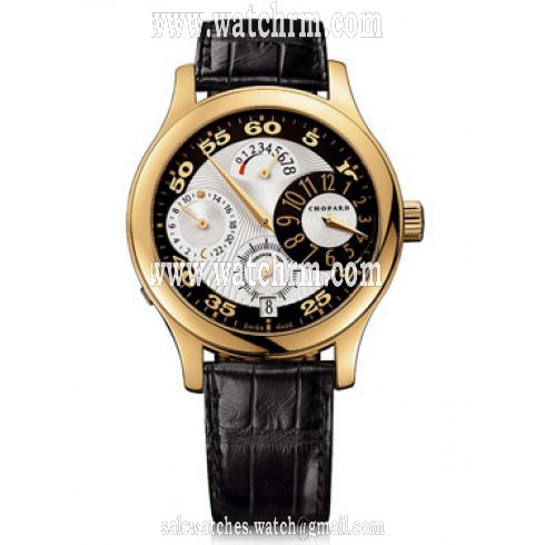Chopard L.U.C Regulator Silver and Black Dial Black Leather Men's Watch 161874-0001