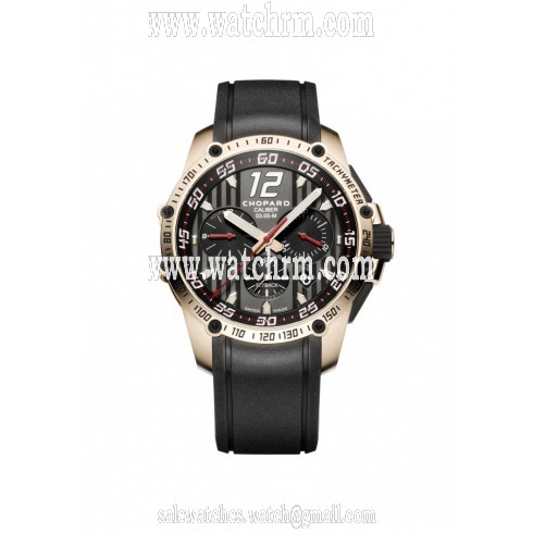 Chopard Superfast Chrono Black Dial 18kt Rose Gold Black Rubber Men's Watch 161284-5001