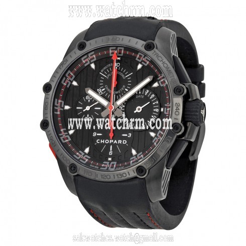 Chopard Superfast Split Second Black Dial Chronograph Black PVD Steel Leather Men's Watch 168542-3001