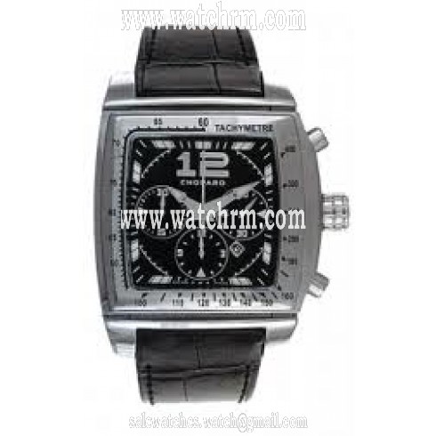 Chopard Two O Ten Black Dial Chronograph Alligator Leather Men's Watch 168462-3001