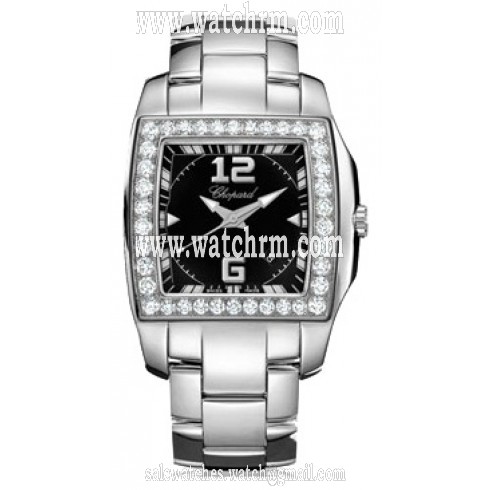 Chopard Two O Ten Black Dial Diamond Bezel Ladies Watch 108464-2004