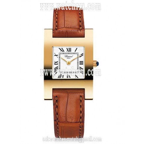Chopard Your Hour White Dial 18k Yellow Gold Brown Leather Ladies Watch 127405-0001