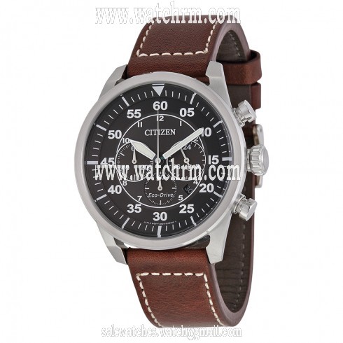 Citizen Avion Black Dial Brown Leather Quartz Men's Watch CA4210-24E