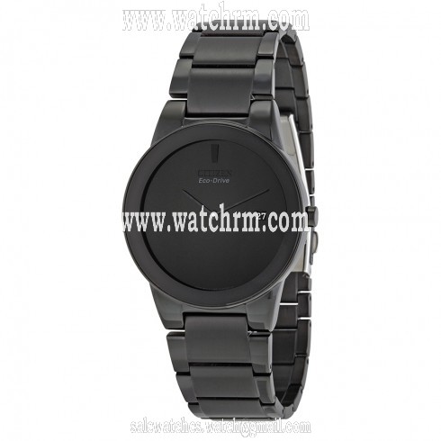 Citizen Axiom Eco Drive Black Dial Black Ion-plated Men's Watch AU1065-58E