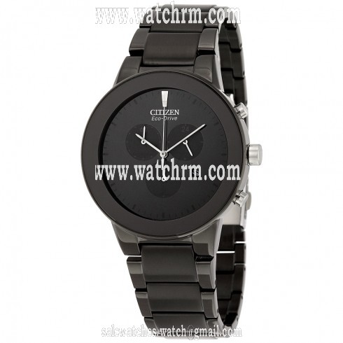 Citizen Axiom Eco-Drive Chronograph Black Dial Black Stainless Steel Watch AT2245-57E
