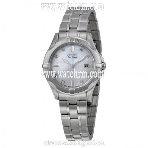 Citizen Blue Mother of Pearl Dial Stainless Steel Diamond Ladies Watch EW1930-50D