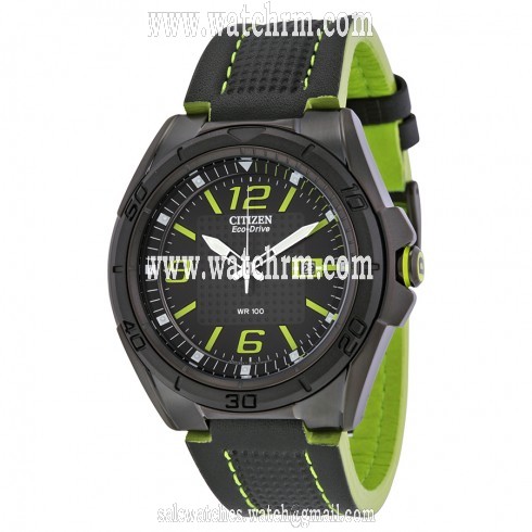 Citizen BRT Eco-Drive Black Dial Black Leather Strap Men's Watch AW1385-11H