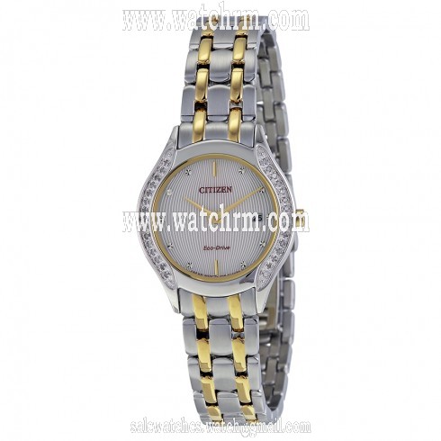 Citizen Diamond White Dial Two-tone Stainless Steel Ladies Watch GA1064-56A