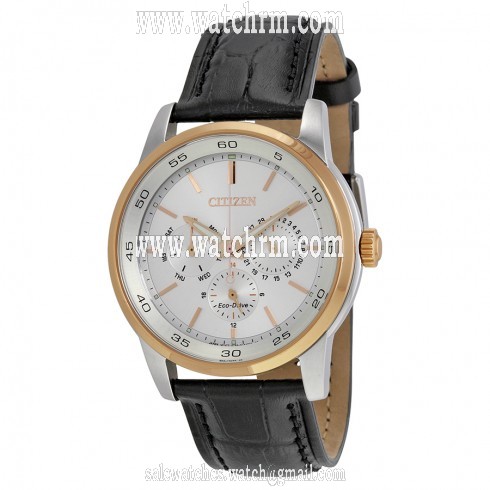 Citizen Dress Eco-Drive Silver Dial Black Leather Men's Watch BU2016-00A