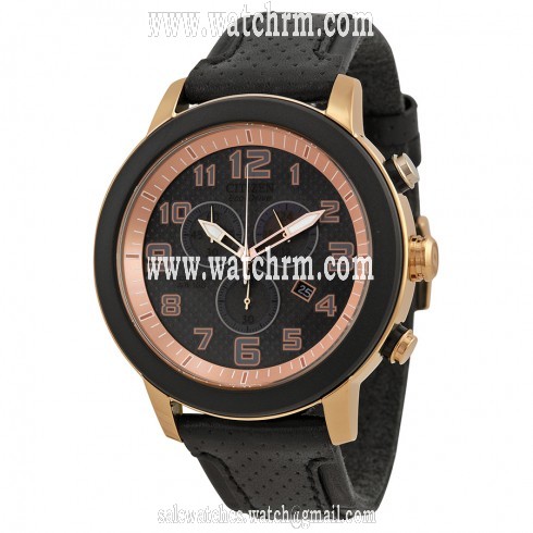 Citizen Drive Black Dial Chronograph Black Leather Men's Watch AT2233-05E