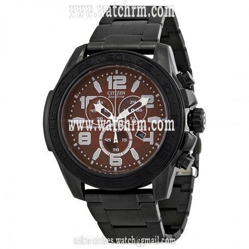 Citizen Drive Brown Dial Chronograph Black IP Stainless Steel Men's Watch AT2275-56X