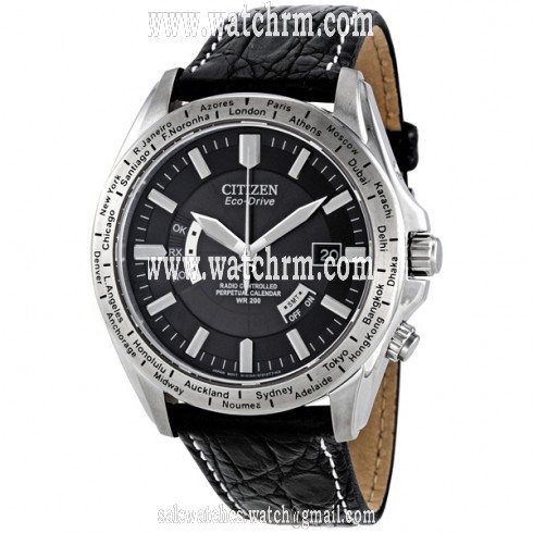 Citizen Eco Drive Atomic Radio Black Dial Genunine Leather Men's Watch CB0000-06E