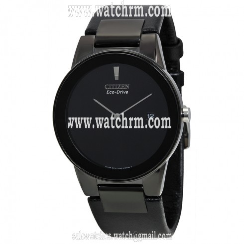 Citizen Eco Drive Axiom Black Dial Black Leather Men's Watch AU1065-07E
