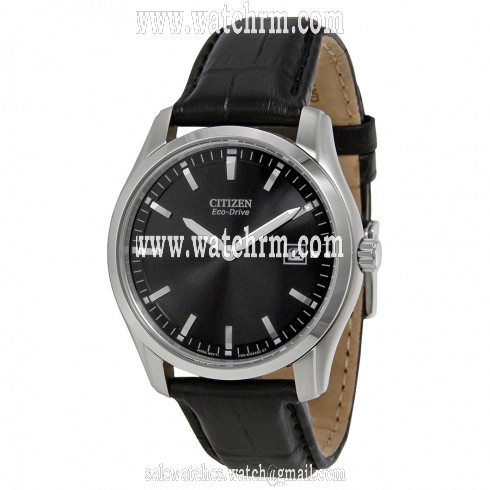 Citizen Eco Drive Black Dial Black Leather Men's Watch AU1040-08E