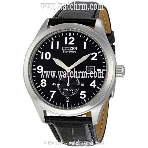 Citizen Eco Drive Black Dial Black Leather Strap Men's Watch BV1060-07E