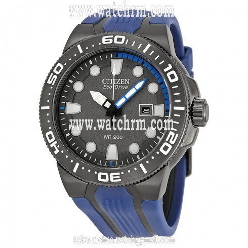 Citizen Eco Drive Black Dial Blue Rubber Men's Watch BN0097-02H