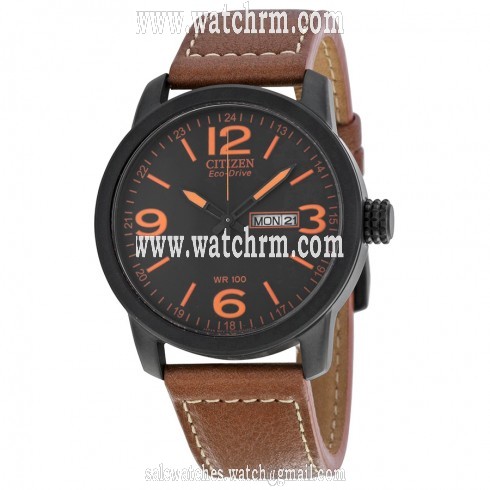 Citizen Eco Drive Black Dial Brown Leather Men's Watch BM8475-26E