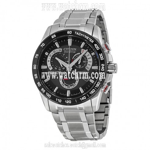Citizen Eco Drive Black Dial Chronograph Stainless Steel Men's Watch AT4008-51E