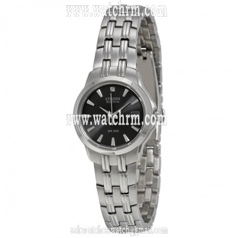 Citizen Eco-Drive Black Dial Stainless Steel Ladies Watch EW1540-54E