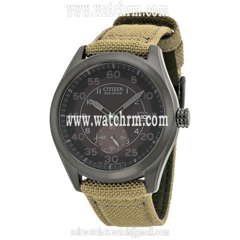Citizen Eco Drive Black Dial Tan Nylon Strap Men's Watch BV1085-31E