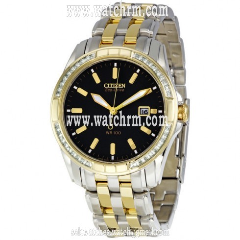Citizen Eco Drive Black Dial Two Tone Men's Watch BM6814-58E