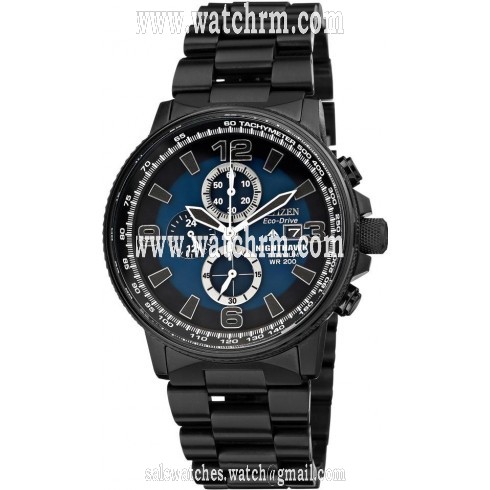 Citizen Eco Drive Nighthawk Blue Dial Black IP Titanium Men's Watch CA0505-57L