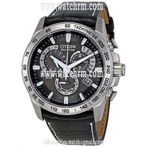 Citizen Eco Drive Perpetual Calendar Black Dial Chronograph Men's Watch AT4000-02E