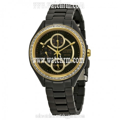 Citizen Eco-Drive POV Multi-Channel Black Dial Black-plated Ladies Watch FD1068-53E